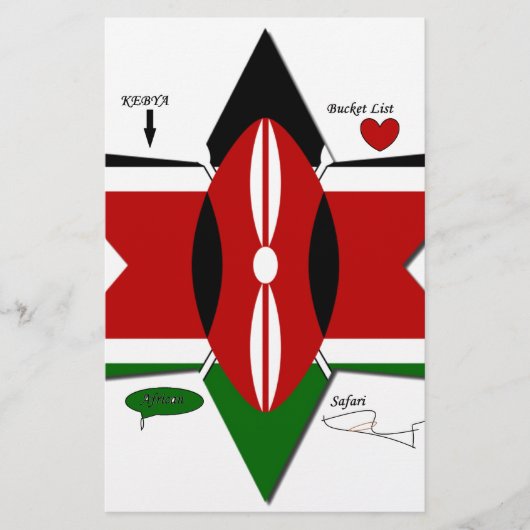 ケニアスター国立サファリ国旗の色のバケットリスト 便箋 (正面)