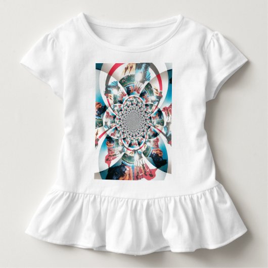 ケニアタペストリー万華鏡のように千変万化するパターンアートプリント ベビーTシャツ (正面)