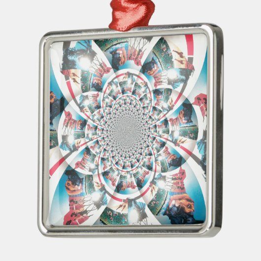 ケニアタペストリー万華鏡のように千変万化するパターンアートプリント メタルオーナメント (左)