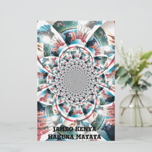 ケニアタペストリー万華鏡のように千変万化するパターンアートプリント 便箋 (スタンド正面)
