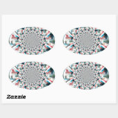 ケニアタペストリー万華鏡のように千変万化するパターンアートプリント 楕円形シール (シート)