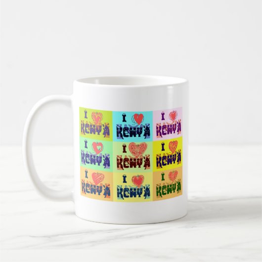 ケニアトラベルお土産ポップ・アートのアートプリント コーヒーマグカップ (左)