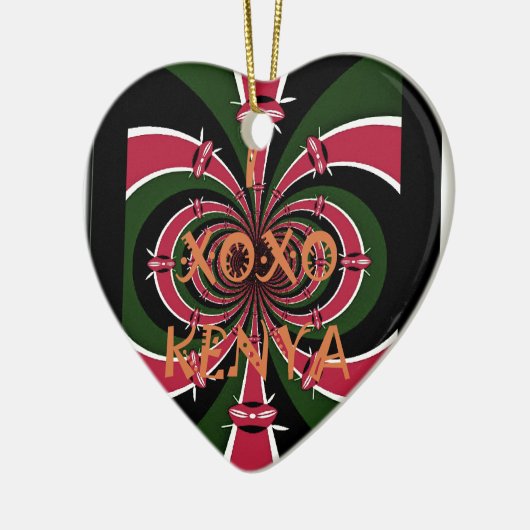 ケニアトラベルギフト – ハグ&キスデザイン セラミックオーナメント (左)