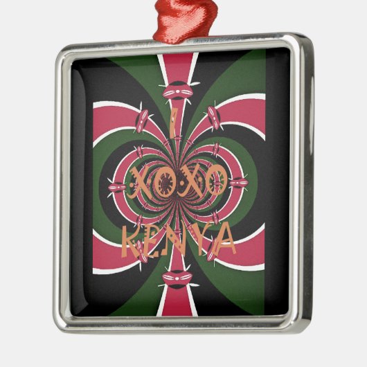 ケニアトラベルギフト – ハグ&キスデザイン メタルオーナメント (左)