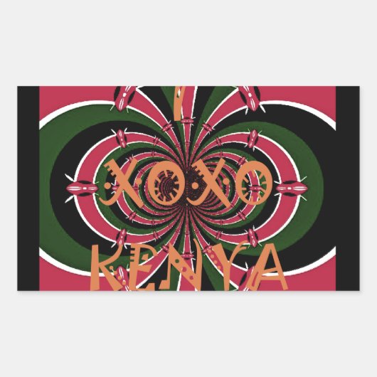 ケニアトラベルギフト – ハグ&キスデザイン 長方形シール (正面)