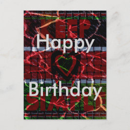 ケニアハッピーバースデーラスタカラー文字 ポストカード