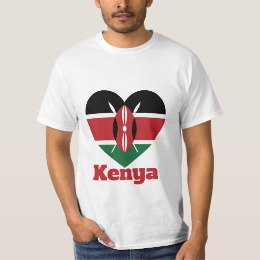 ケニアハート国旗Tシャツ Tシャツ (正面)
