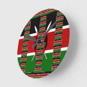 ケニアブラックレッドグリーン ラウンド壁時計 (傾斜)