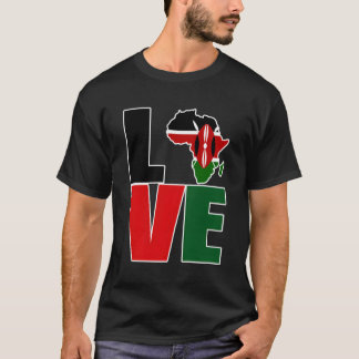ケニアプライドI Loveケニア国旗の地図アフリカTシャツ Tシャツ