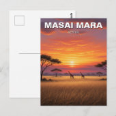 ケニアマサイマラギラフェズサンセット ポストカード (正面/裏面)