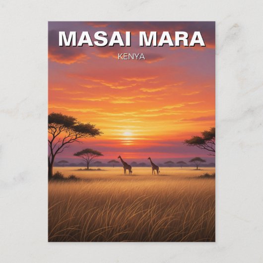 ケニアマサイマラギラフェズサンセット ポストカード (正面)