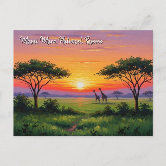 ケニアマサイマラギラフェズサンセット ポストカード (正面)