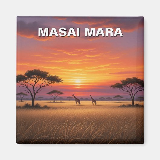 ケニアマサイマラギラフェズサンセット マグネット (正面)