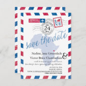 ケニア南アフリカ航空便の結婚式の日付を保存 案内ポストカード (正面/裏面)