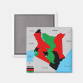ケニア国の地図の国旗 マグネット (正面/裏面)