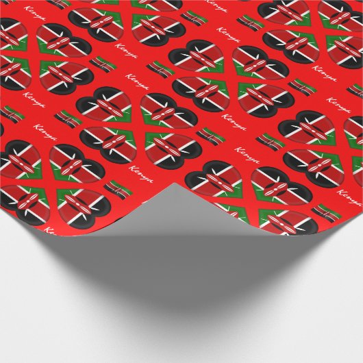 ケニア国旗とケニアのギフトアフリカ/スポーツファン ラッピングペーパー (角)