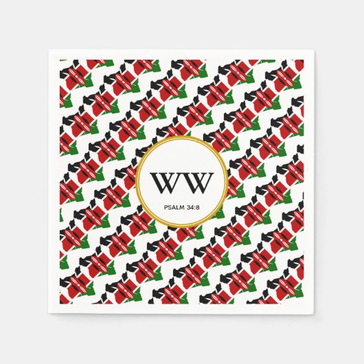 ケニア国旗のお祝い誕生日ヘリテージ パーティー スタンダードカクテルナプキン (正面)