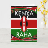 ケニア国旗のアート – 愛国的モダン&デザイン カード (黄色い花)