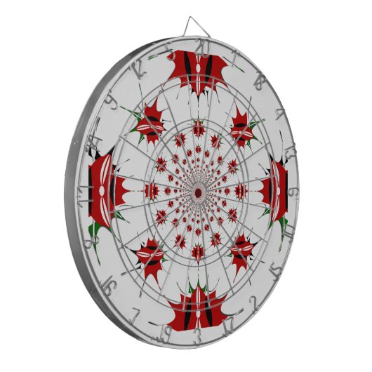 ケニア国旗のシールド万華鏡のように千変万化するパターンパターン ダーツボード (正面左)
