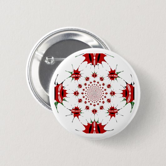 ケニア国旗のシールド万華鏡のように千変万化するパターンパターン 缶バッジ (正面&裏面)