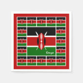 ケニア国旗のパーティーナプキン，ケニア/アフリカ スタンダードカクテルナプキン (正面)