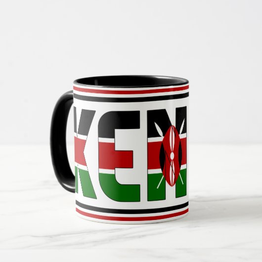 ケニア国旗の愛国的なコーヒー マグカップ (正面左)