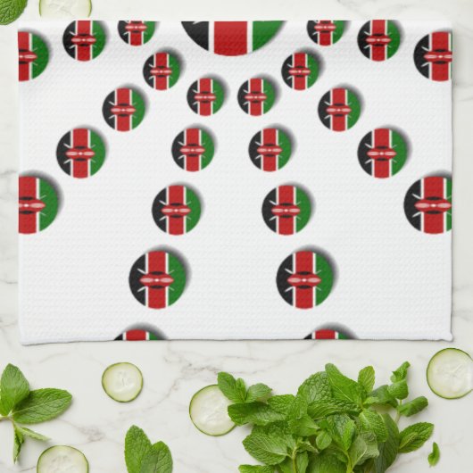 ケニア国旗の放射状パターン:愛国芸術と装飾 キッチンタオル (折り畳み)