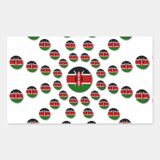 ケニア国旗の放射状パターン：愛国芸術と装飾 長方形シール (正面)