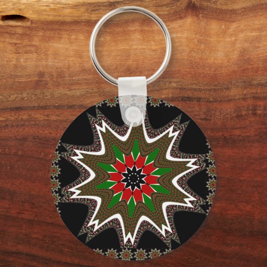 ケニア国旗の色アートプリント/グラフィック キーホルダー (正面)