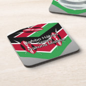 ケニア国旗の色デザインブラックレッドグリーン コースター (左側)