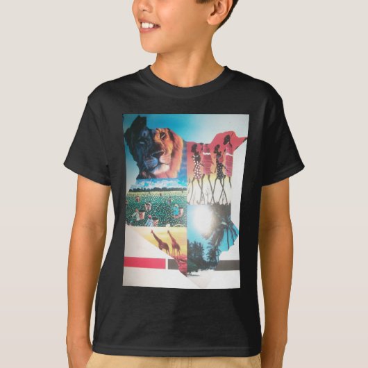 ケニア国旗の色柄アートデザイン Tシャツ (正面)