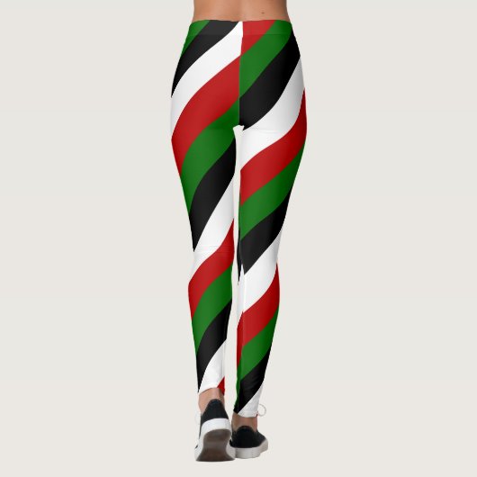 ケニア国旗の色(対角ストライプの) レギンス (裏面)