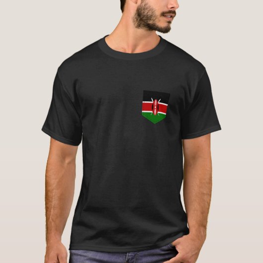 ケニア国旗のTシャツ(印刷されたケニア国旗のポケット) Tシャツ (正面)