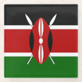 ケニア国旗を持つガラスコースターデザイン ガラスコースター (正面)