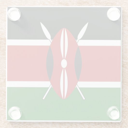 ケニア国旗を持つガラスコースターデザイン ガラスコースター (裏面)