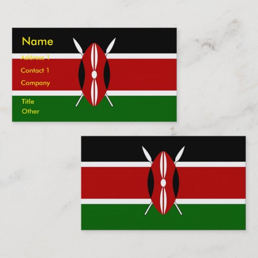 ケニア国旗を持つ名刺 名刺 (正面/裏面)