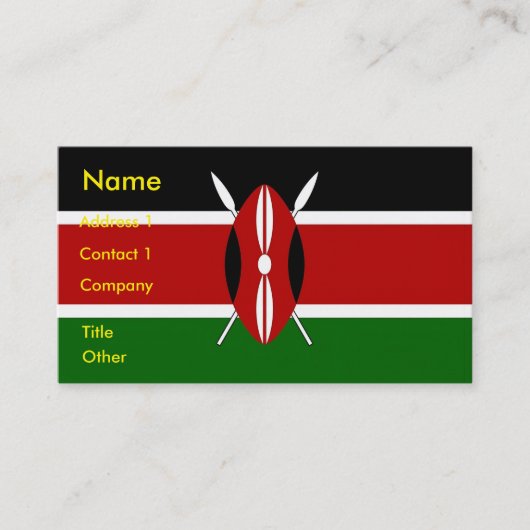 ケニア国旗を持つ名刺 名刺 (正面)