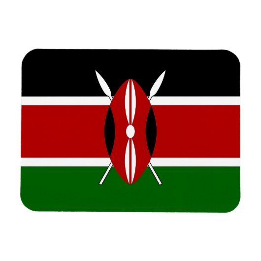 ケニア国旗を持つ愛国的な柔軟な写真磁石 マグネット (横)