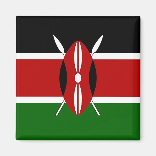 ケニア国旗を掲げた磁石 マグネット (正面)