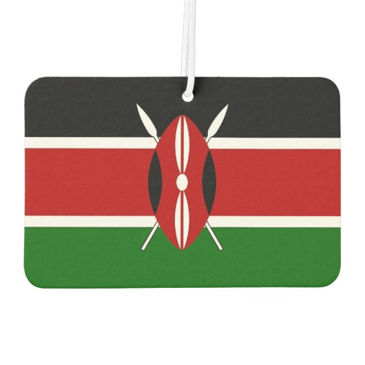 ケニア国旗を掲げた車の新入生 カーエアーフレッシュナー (裏面)