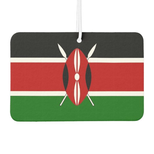 ケニア国旗を掲げた車の新入生 カーエアーフレッシュナー (正面)