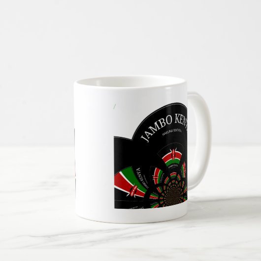ケニア国旗インスパイアJambo歓迎デザインアート コーヒーマグカップ (正面右)