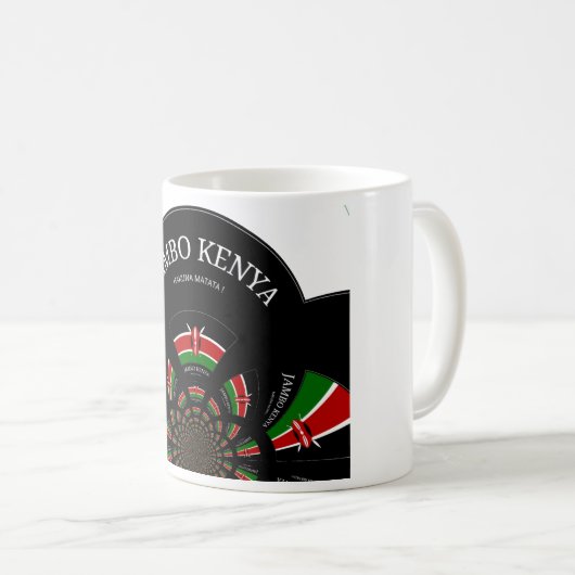 ケニア国旗インスパイアJambo歓迎デザインアート コーヒーマグカップ (正面右)