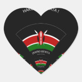 ケニア国旗インスパイアJambo歓迎デザインアート ハートシール (正面)