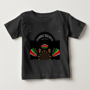 ケニア国旗インスパイアJambo歓迎デザインアート ベビーTシャツ