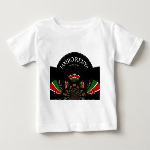 ケニア国旗インスパイアJambo歓迎デザインアート ベビーTシャツ