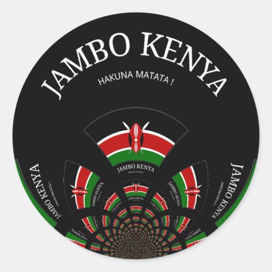 ケニア国旗インスパイアJambo歓迎デザインアート ラウンドシール (正面)