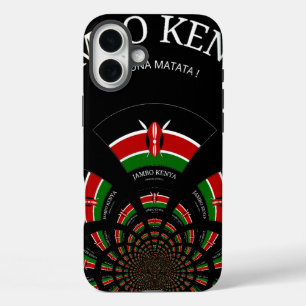 ケニア国旗インスパイアJambo歓迎デザインアート iPhone 16 Plusケース