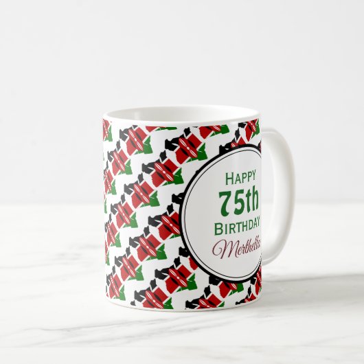 ケニア国旗スタイリッシュカスタマイズ聖なる書物、 経典誕生日 コーヒーマグカップ (正面右)