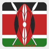 ケニア国旗ブラックレッドグリーンAr スクエアシール (正面)